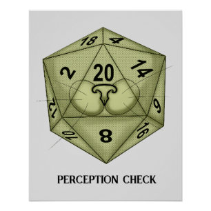 Poster Des dés. Chat. D20. Vérification de la perception