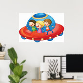 Poster Des enfants dans une aventure spatiale à bord d'un (Bureau à domicile)