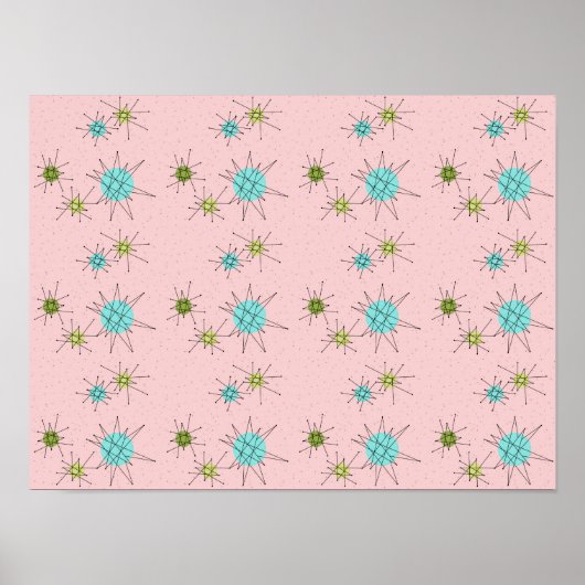 Poster des étoiles atomiques rose (Devant)