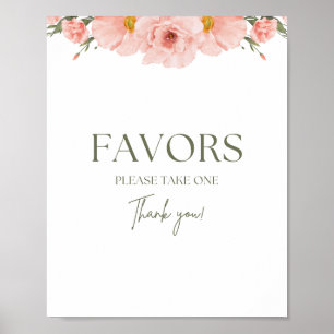 Poster des Faveurs du Baby shower Floral de Pêche