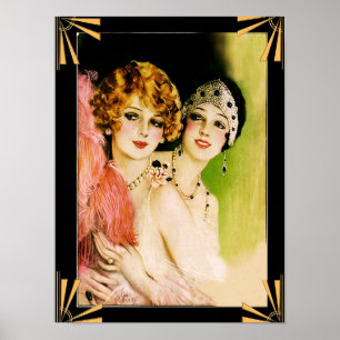 Poster des femmes Art Déco Flapper.