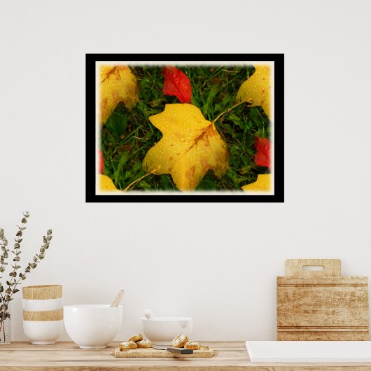 Poster des feuilles d'automne des chutes de pluie (Cuisine)