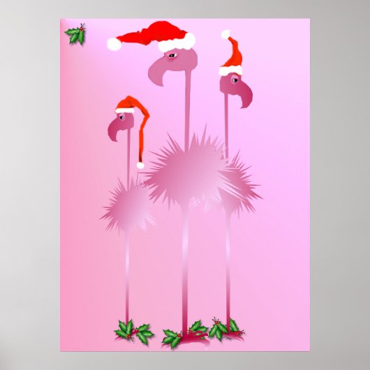 Poster des Flamants roses de Noël trois roses (Devant)