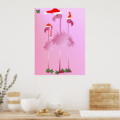 Poster des Flamants roses de Noël trois roses (Cuisine)