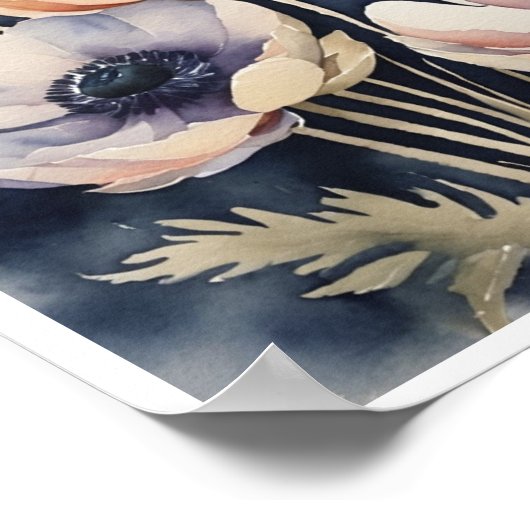 Poster des fleurs d'anémones faites main sur la co (Coin)