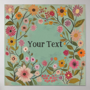 Poster des fleurs d'art populaire personnalisables