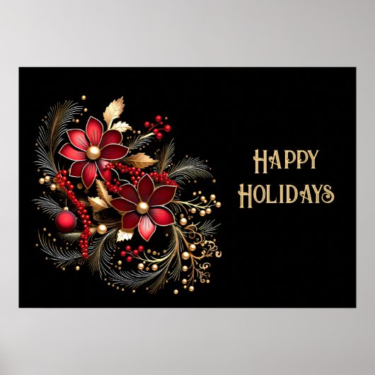 Poster des Fleurs Décoratives Rouges (Devant)