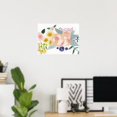 Poster des fleurs, des baies et de l'aquarelle Feu (Bureau à domicile)