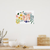 Poster des fleurs, des baies et de l'aquarelle Feu (Cuisine)