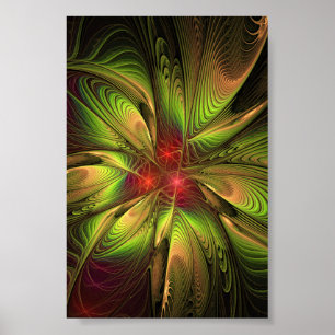 Poster des fleurs imaginaires fractales douces et 