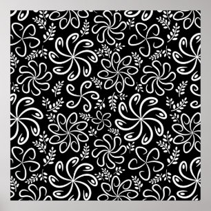 Poster des fleurs noires et blanches
