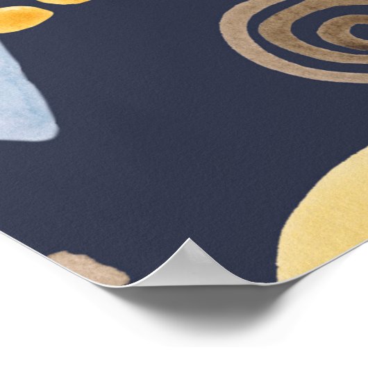 Poster Des formes organiques naïves motif avec arc-en-cie (Coin)