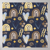 Poster Des formes organiques naïves motif avec arc-en-cie (Devant)