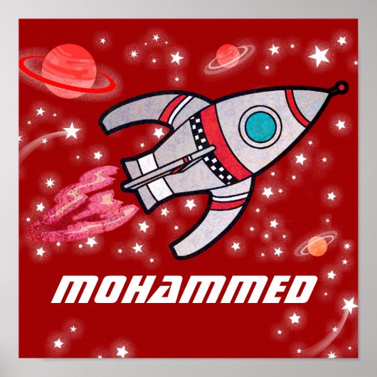 Poster des garçons de l'espace de la fusée rouge (Devant)