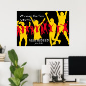 Poster DES GENS LIBRES Dansant | John 8:36 NOIR (Bureau à domicile)