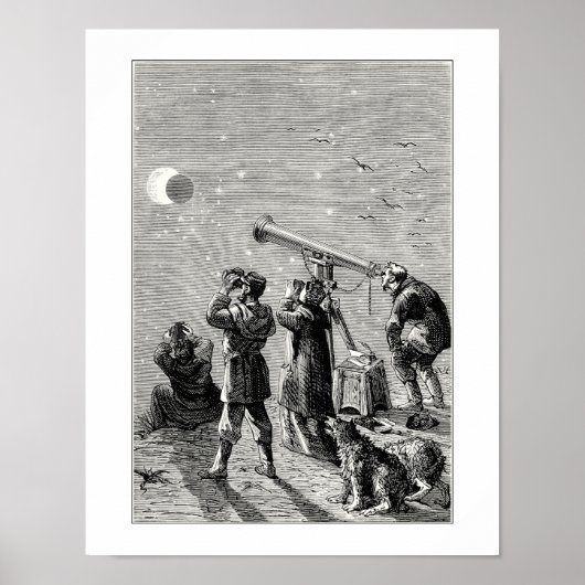 Poster Des gens regardent une éclipse solaire (Devant)