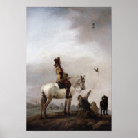 Des gentilshommes à cheval observant un Falconer