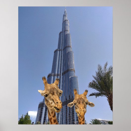 Poster Des girafes extravagantes à Burj Khalifa Wall Art (Devant)