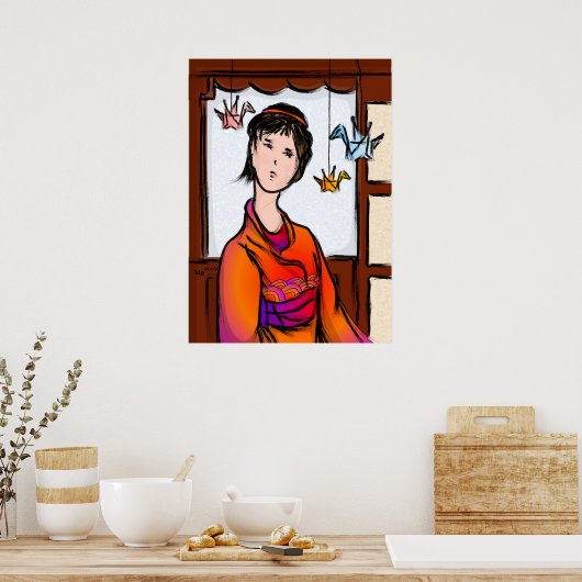 Poster des grues en papier en vol (Cuisine)