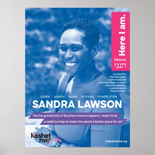 Poster des héros juifs LGBTQ - Sandra Lawson (Devant)