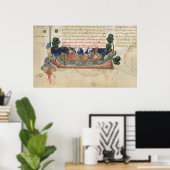 Poster Des hommes en bateau qui prennent des provisions p (Bureau à domicile)