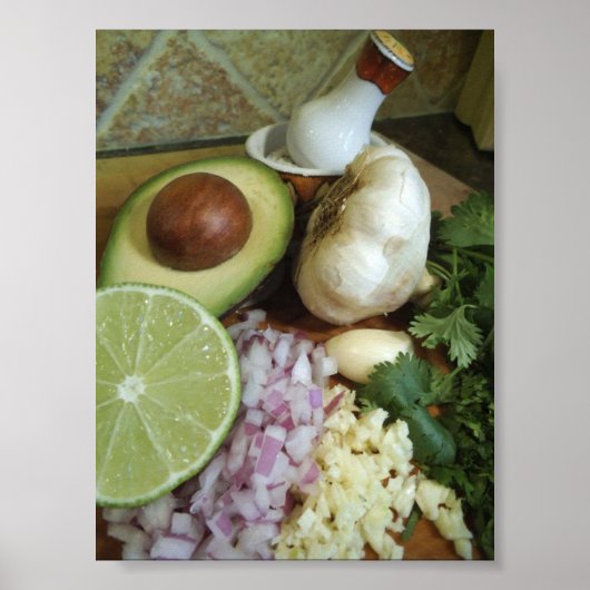 Poster des ingrédients frais de Guacamole (Devant)