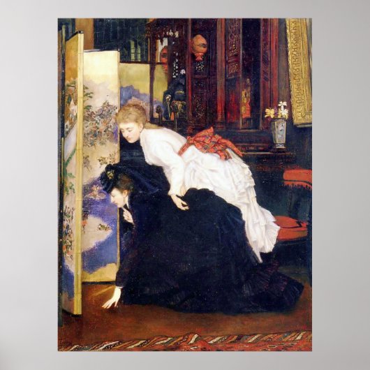 Poster Des jeunes femmes regardent des objets japonais (Devant)