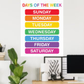 Poster des Journées de la semaine en classe (Bureau à domicile)