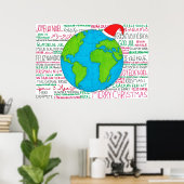 Poster des langues du monde de Noël Joyeux (Bureau à domicile)