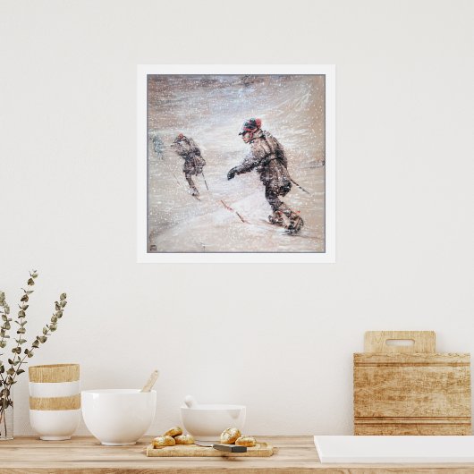 Poster Des Lapins dans une tempête de neige (Cuisine)