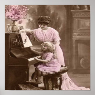 Poster des leçons de piano vintage