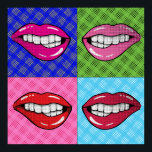 Poster des lèvres Pop Art<br><div class="desc">OEuvre d'inspiration rétro avec une amusante "pop" de couleur.</div>