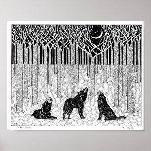 Poster des loups de forêt