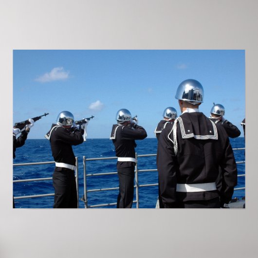 Poster Des marins lancent un salut d'armes lors d'un ente (Devant)