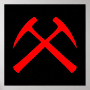 Poster des marteaux de roche croisés rouges