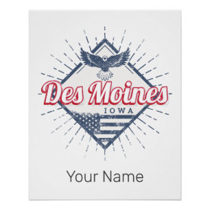 Poster Des Moines City Iowa États-Unis Vintage USA