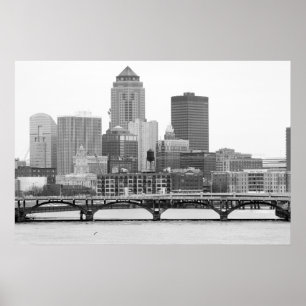 Poster Des Moines en B&W