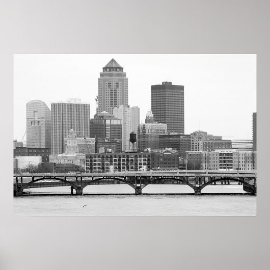 Poster Des Moines en B&W (Devant)