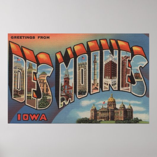 Poster Des Moines, Iowa (Immeuble Capitale) (Devant)