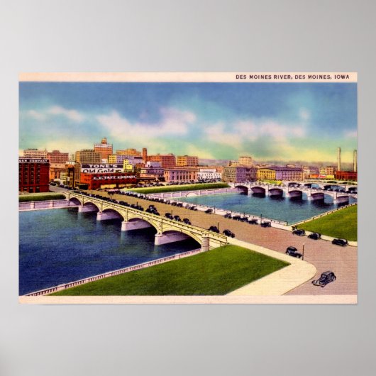 Poster Des Moines River Des Moines, Iowa (Devant)
