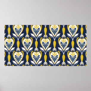 Poster Des motifs floraux sans couture dans le style scan