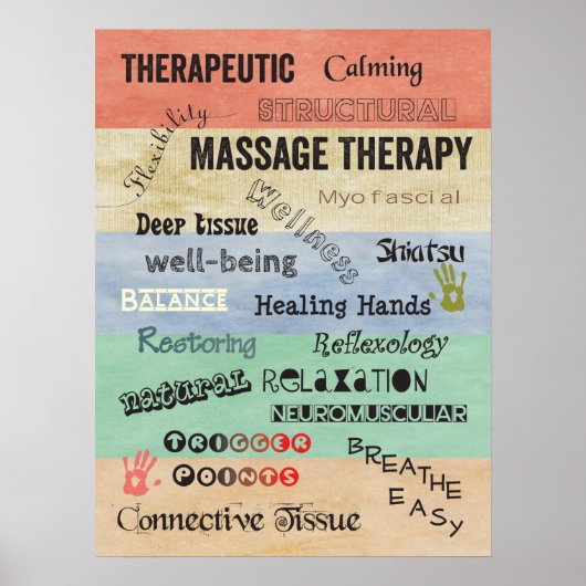 Poster des mots de massage thérapeutique (Devant)