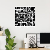 Poster des mots positifs (Bureau à domicile)