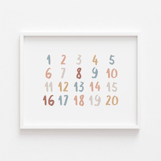 Poster des numéros éducatifs de l'aquarelle Boho