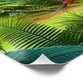 Poster Des oiseaux tropicaux colorés parmi des plans écla (Coin)