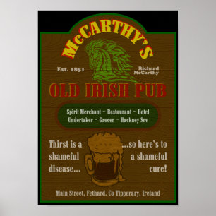 Poster des pancartes du pub McCarthy 25,00 $