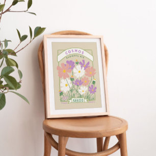 Poster des paquets de graines de fleurs Cosmos