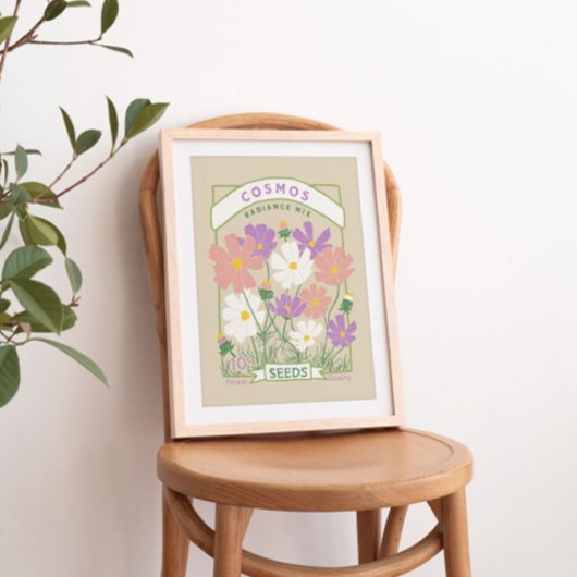 Poster des paquets de graines de fleurs Cosmos