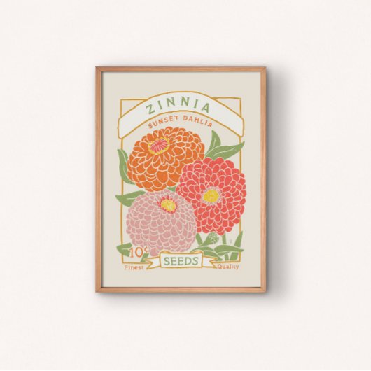 Poster des paquets de semences de Zinnia