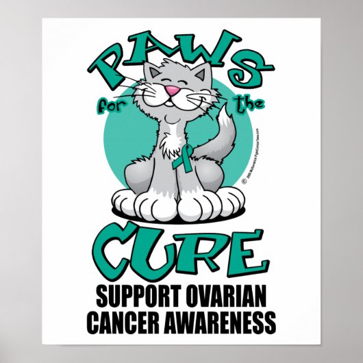 Poster Des pattes pour le cancer de l'ovaire du chat Cure (Devant)